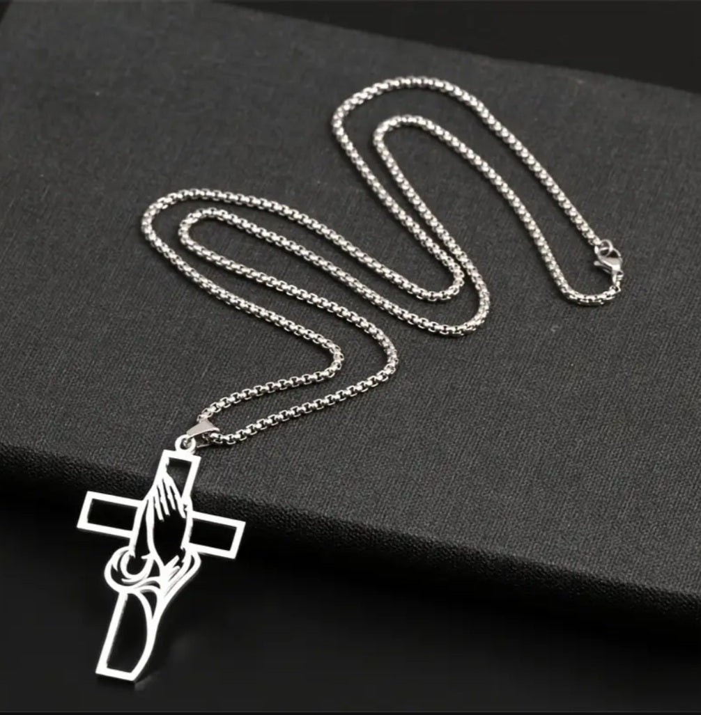 Collier croix argenté