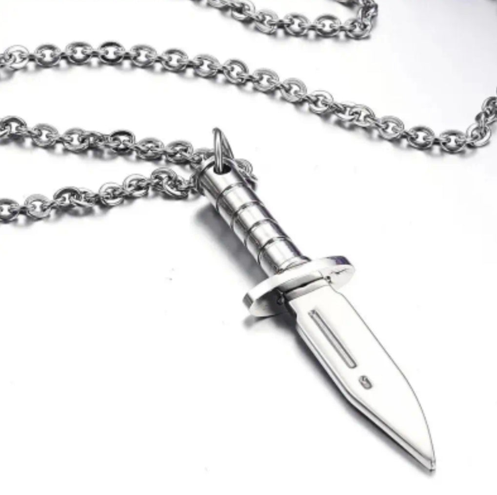 Collier couteau argenté