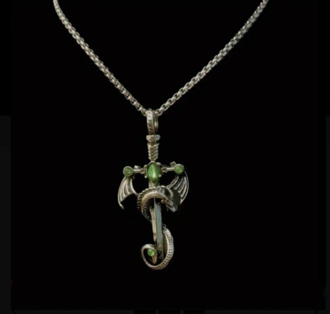 Collier dragon strass vert