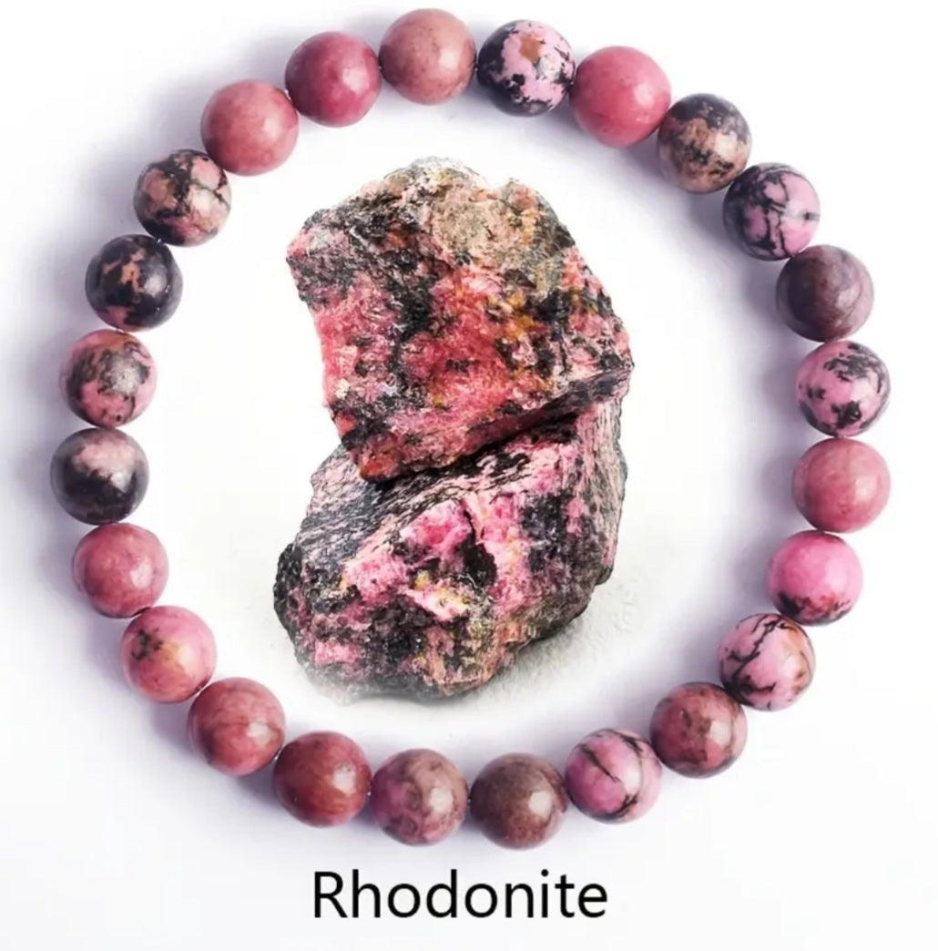 bracelet Rhodonite pierre rose