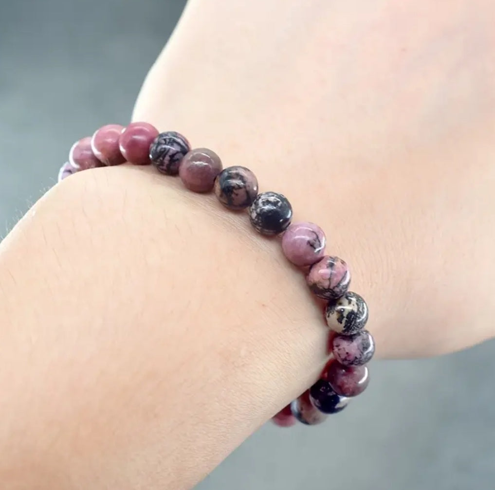 bracelet Rhodonite pierre rose