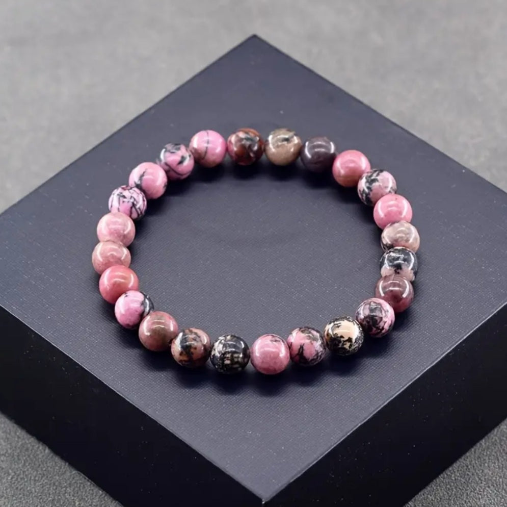 bracelet Rhodonite pierre rose