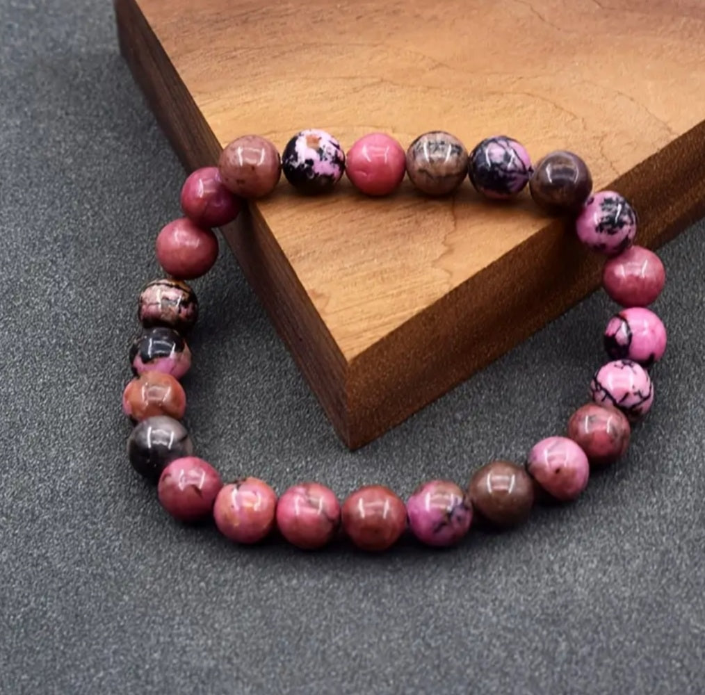 bracelet Rhodonite pierre rose