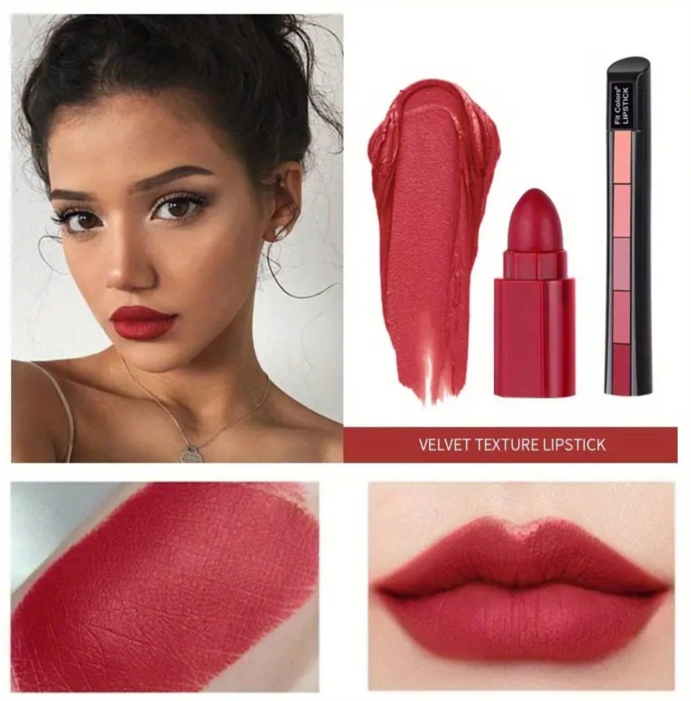 Rouge à lèvres mat 5 couleurs