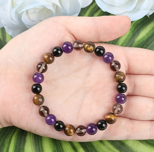 bracelet perle de tigre naturel et améthyste