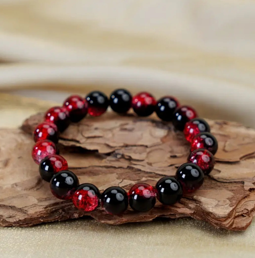 Bracelet en cristal de roche naturel rouge, non plaqué