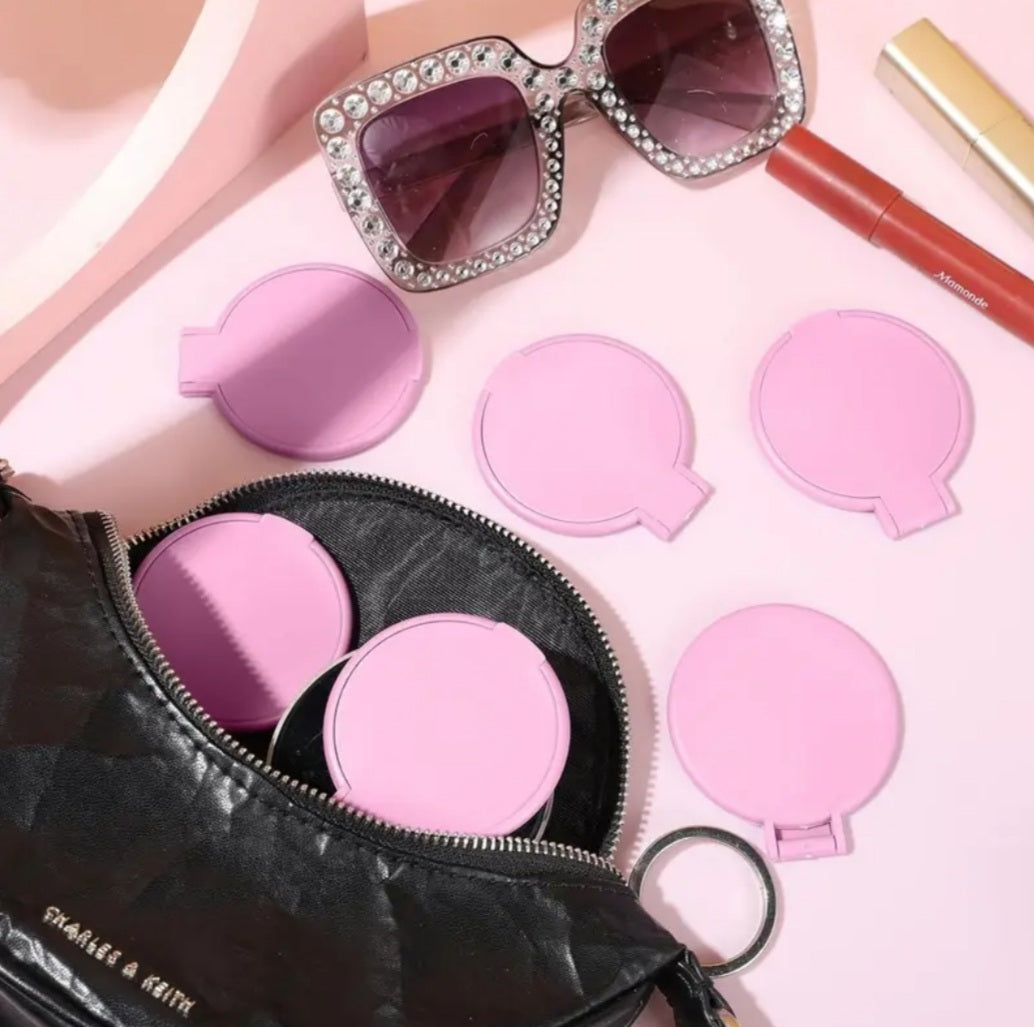  miroirs de poche pliable rose