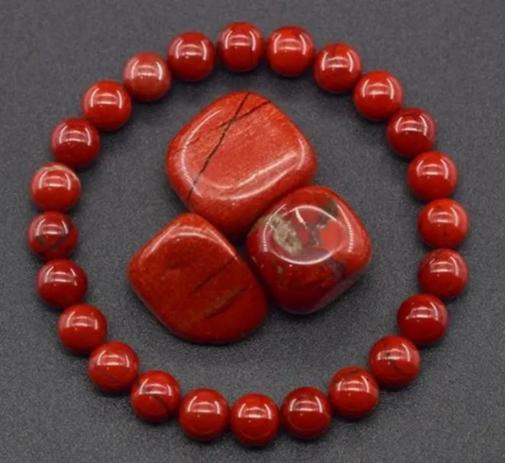 bracelet en jasper rouge naturel