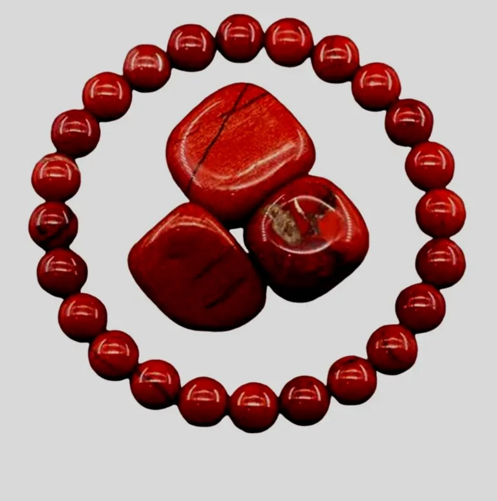 bracelet en jasper rouge naturel