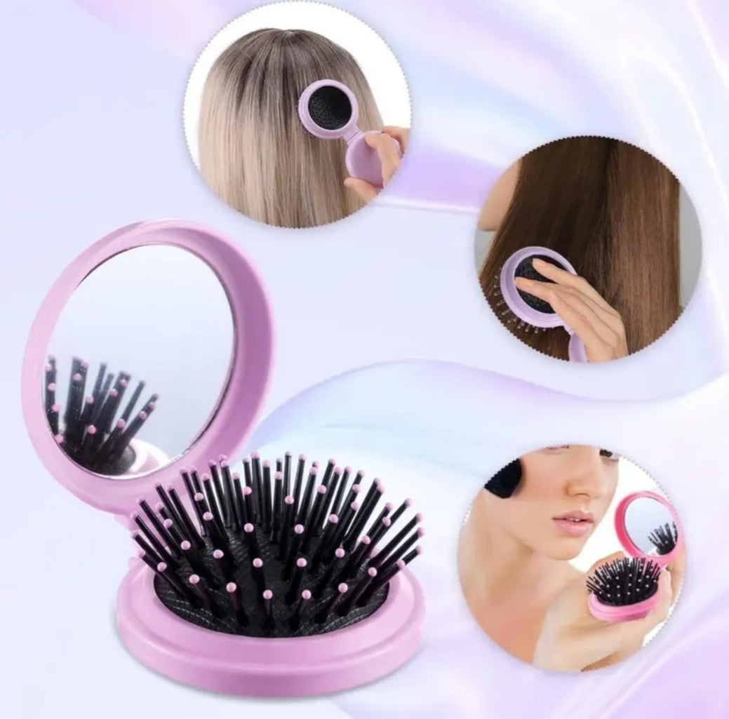 Mini brosse à cheveux miroir