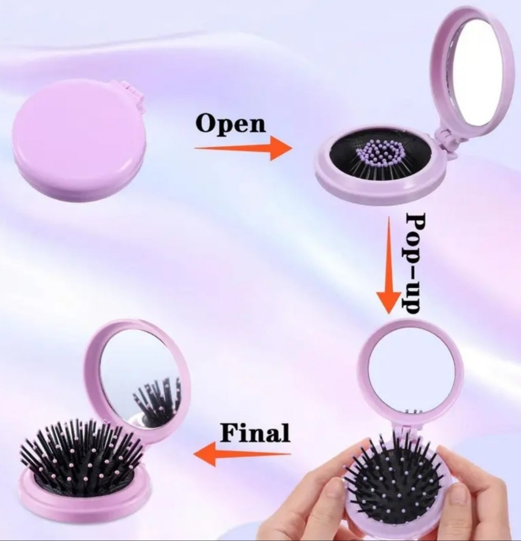 Mini brosse à cheveux miroir