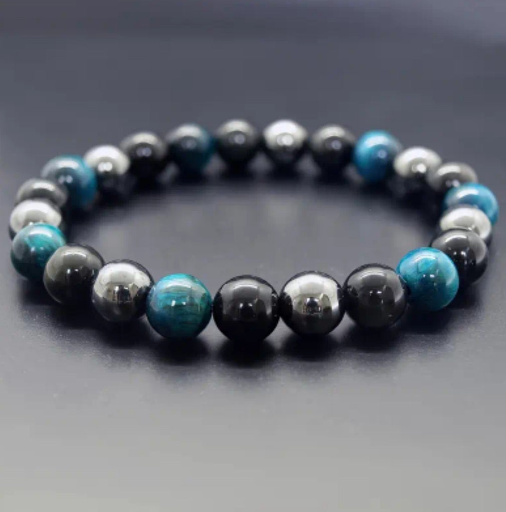 bracelet (hématite,obsidienne,œil de tigre)