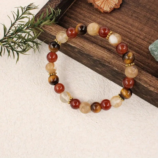 bracelet œil de tigre & agate rouge