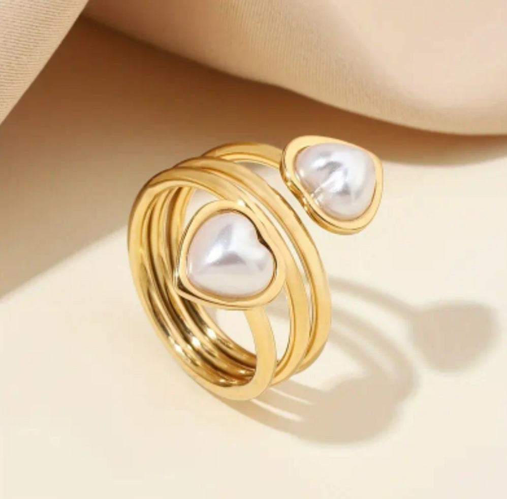 bague Livia double coeur doré