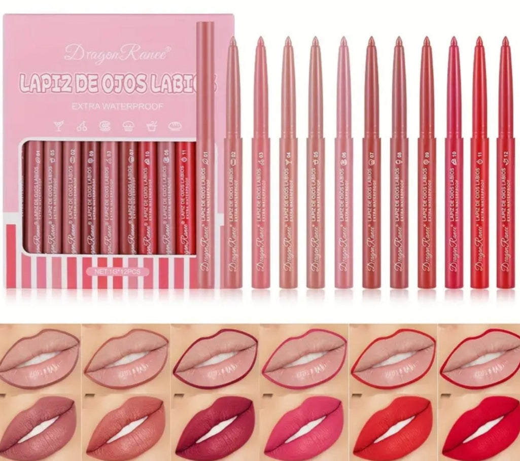 12 crayons à lèvres