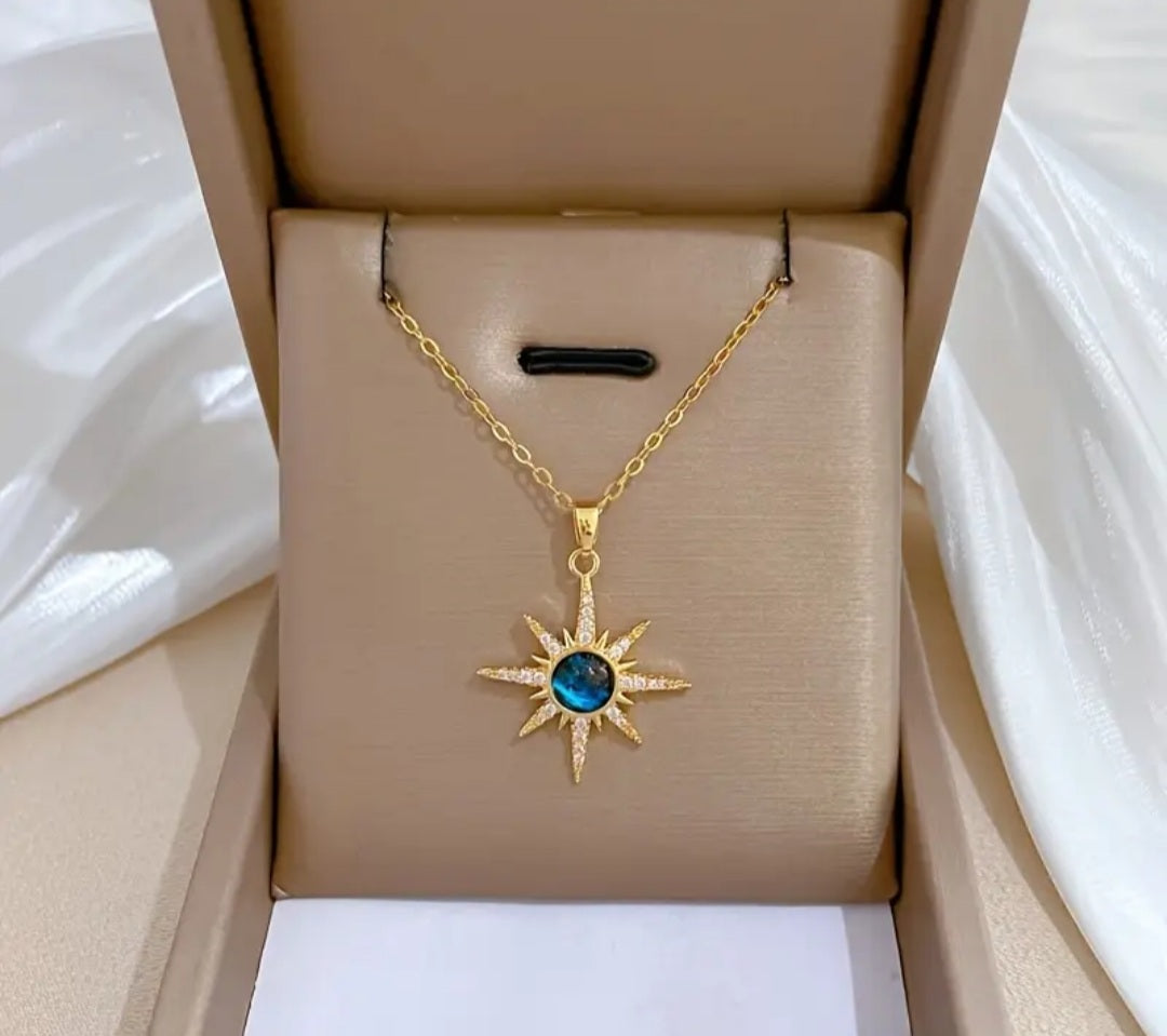 Collier isis bleu/doré