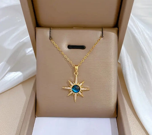 Collier isis bleu/doré