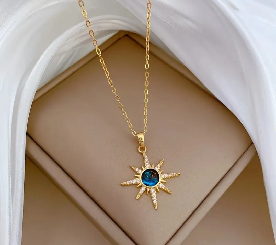 Collier isis bleu/doré