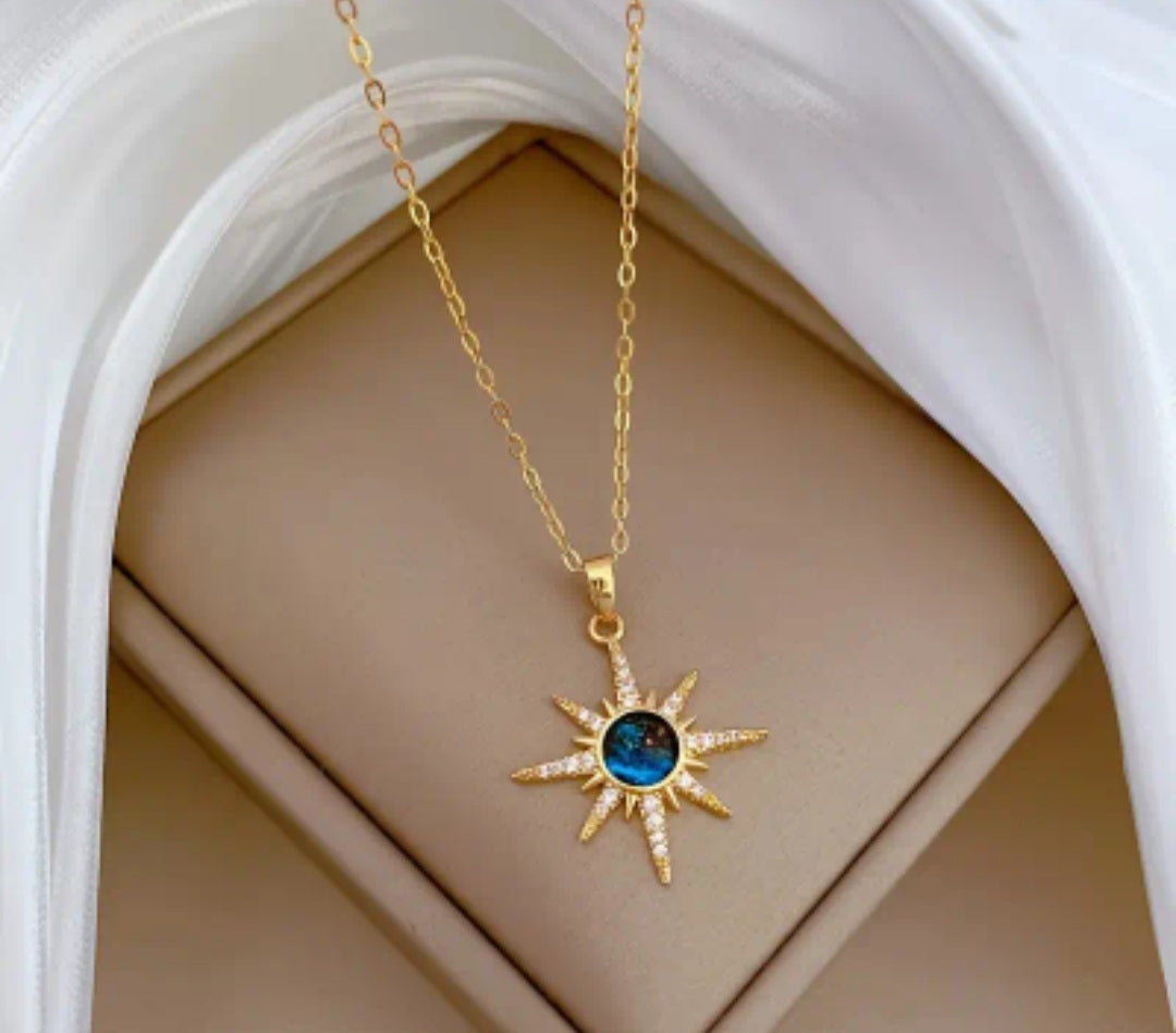 Collier isis bleu/doré