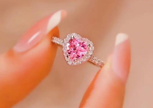 bague Célia coeur rose/doré strass