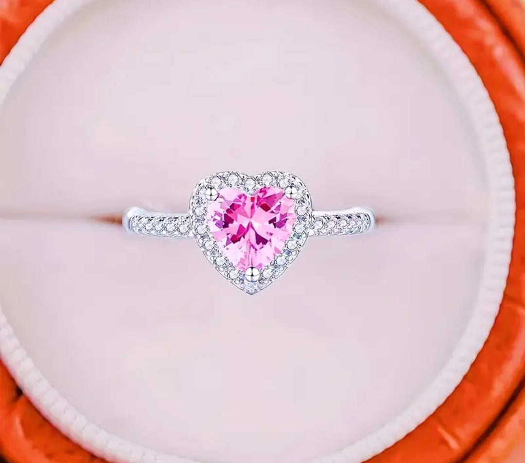 bague Célia coeur rose/doré strass