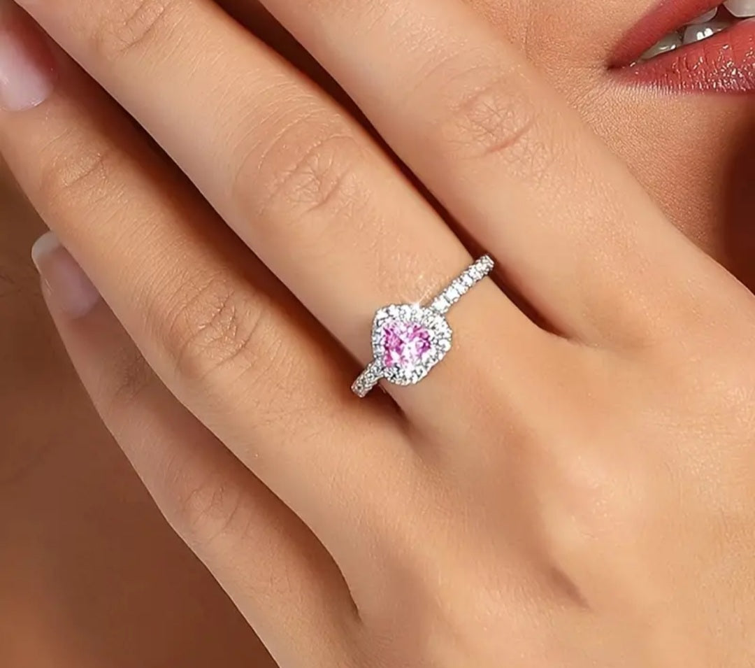 bague Célia coeur rose/doré strass
