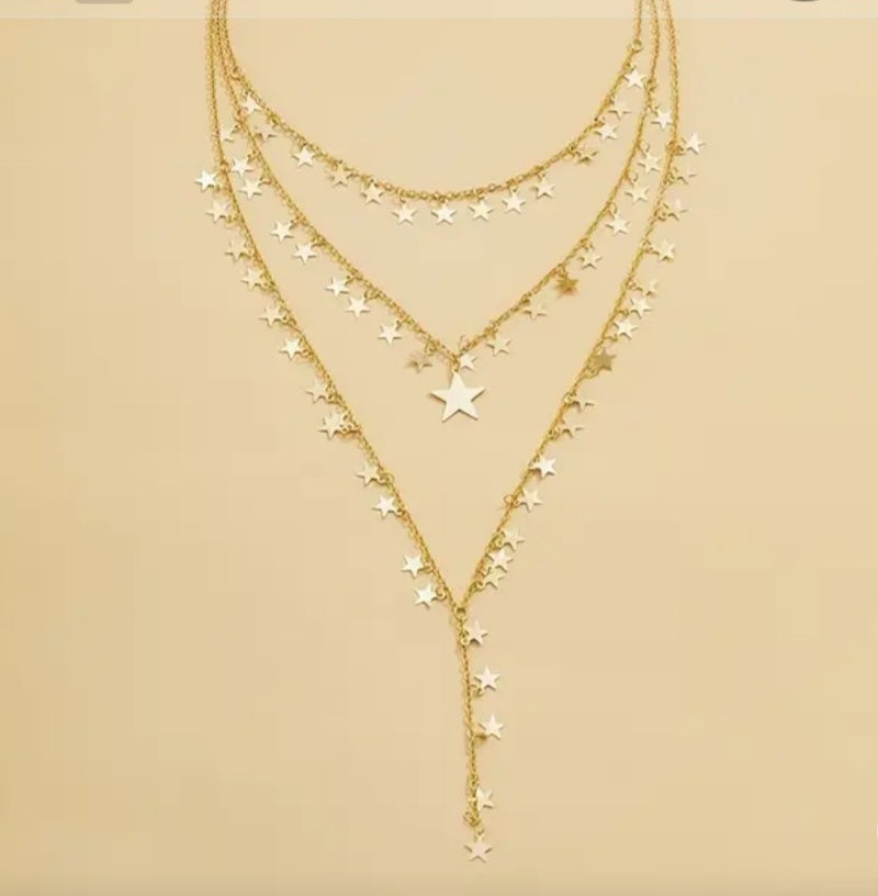 Ensemble 3colliers doré étoilée Cléa