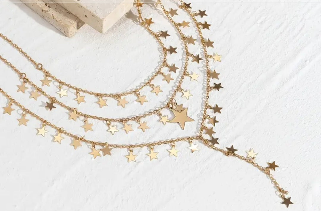 Ensemble 3colliers doré étoilée Cléa