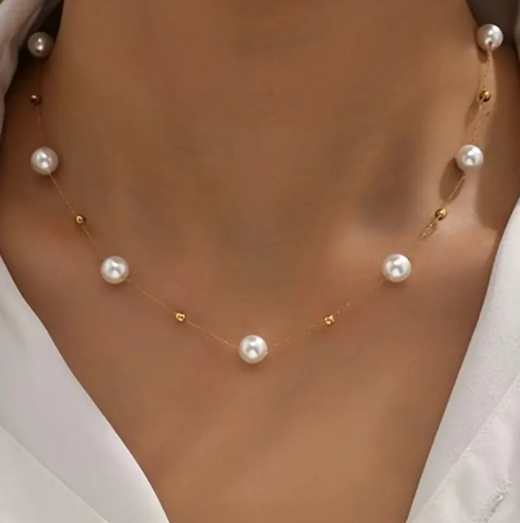 Collier Pauline doré perle