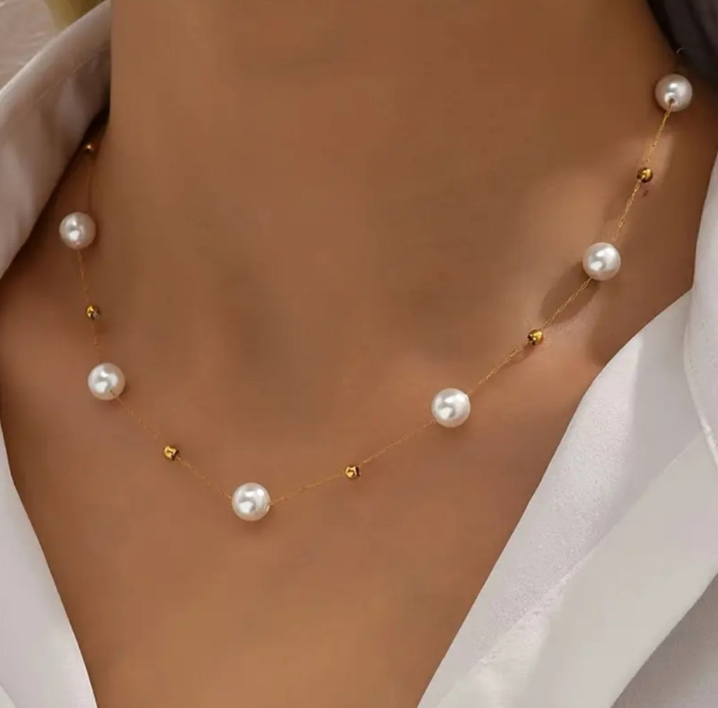 Collier Pauline doré perle