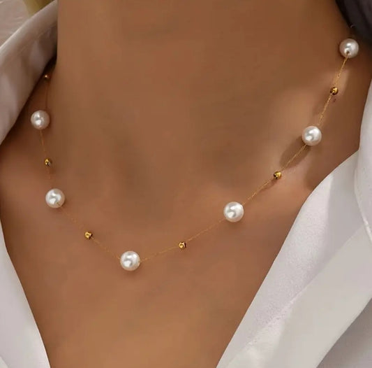 Collier Pauline doré perle