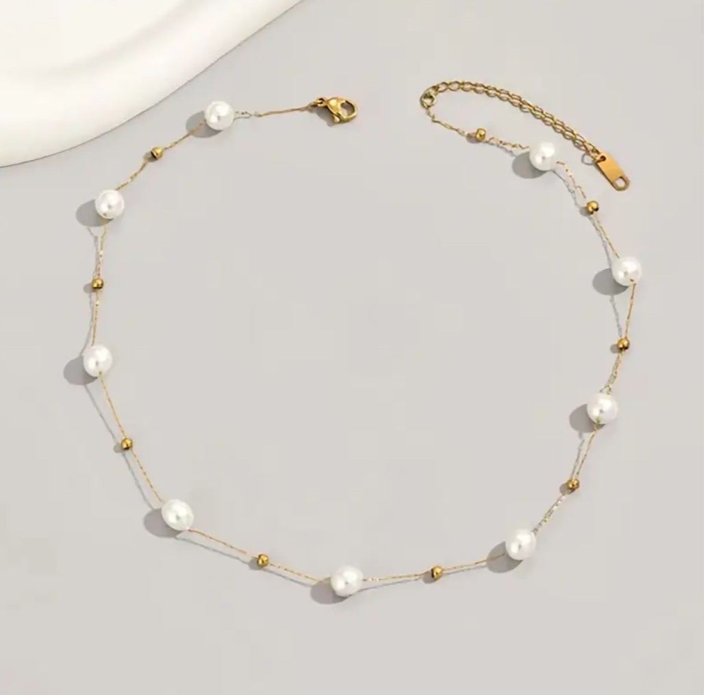 Collier Pauline doré perle