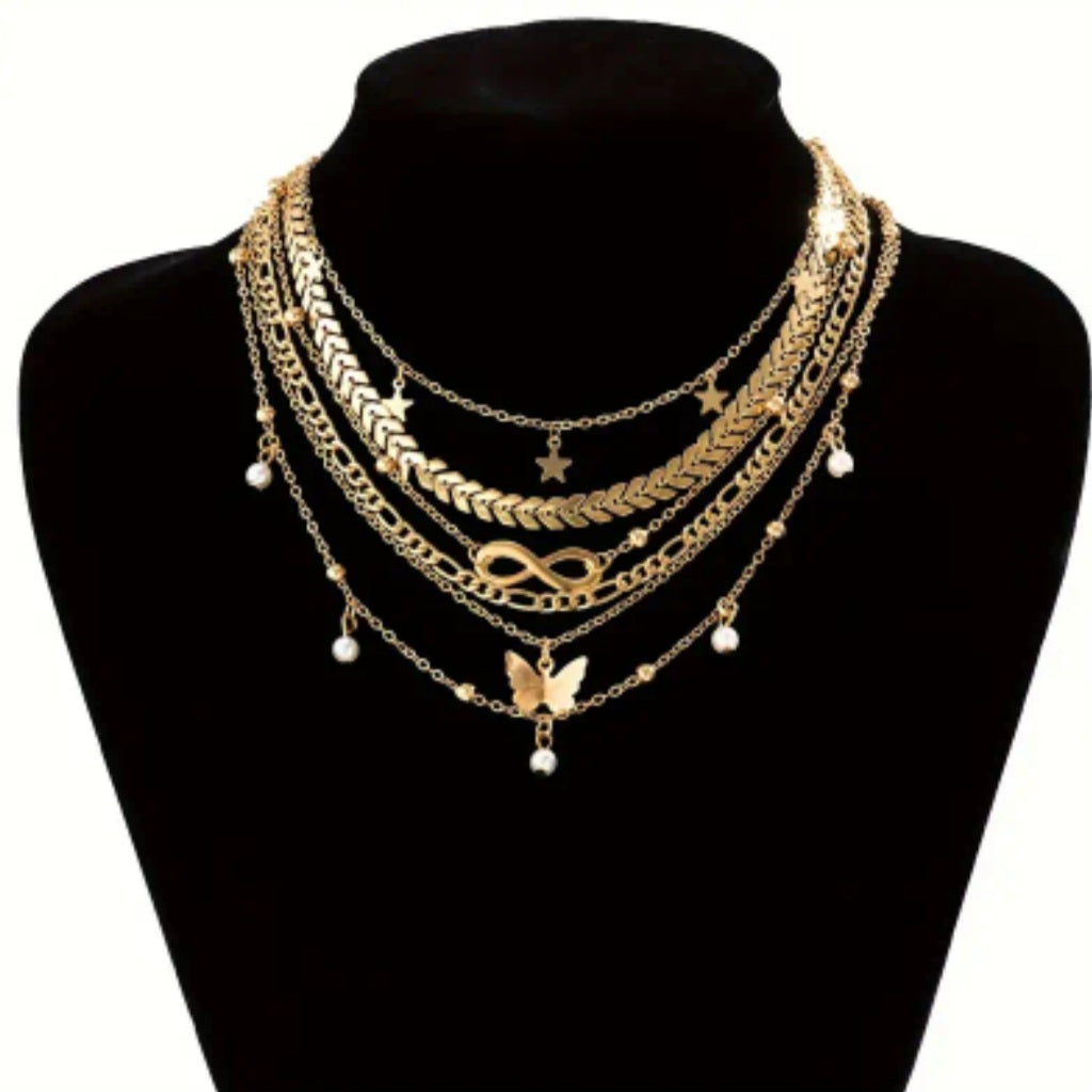 Ensemble Célia 6 colliers doré