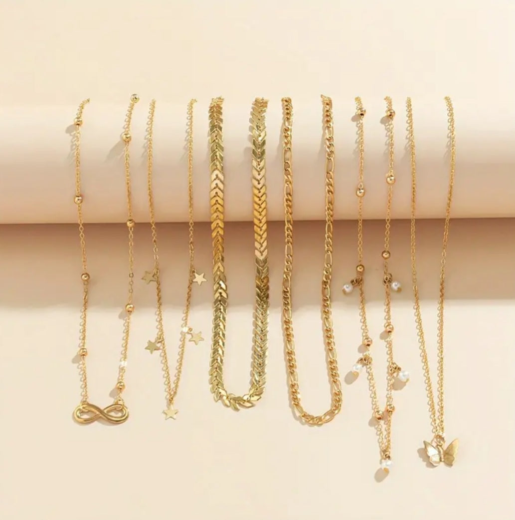 Ensemble Célia 6 colliers doré