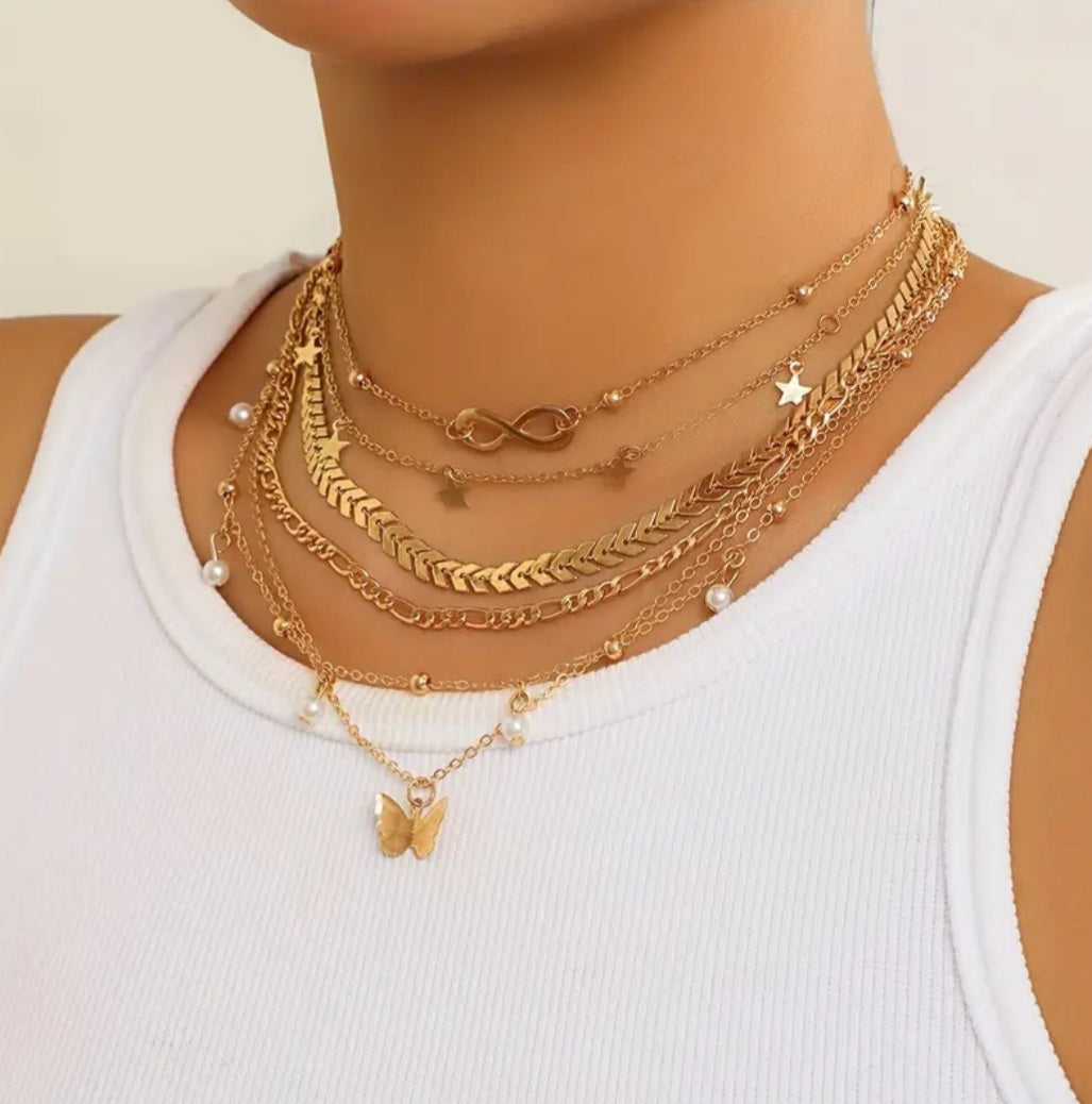 Ensemble Célia 6 colliers doré