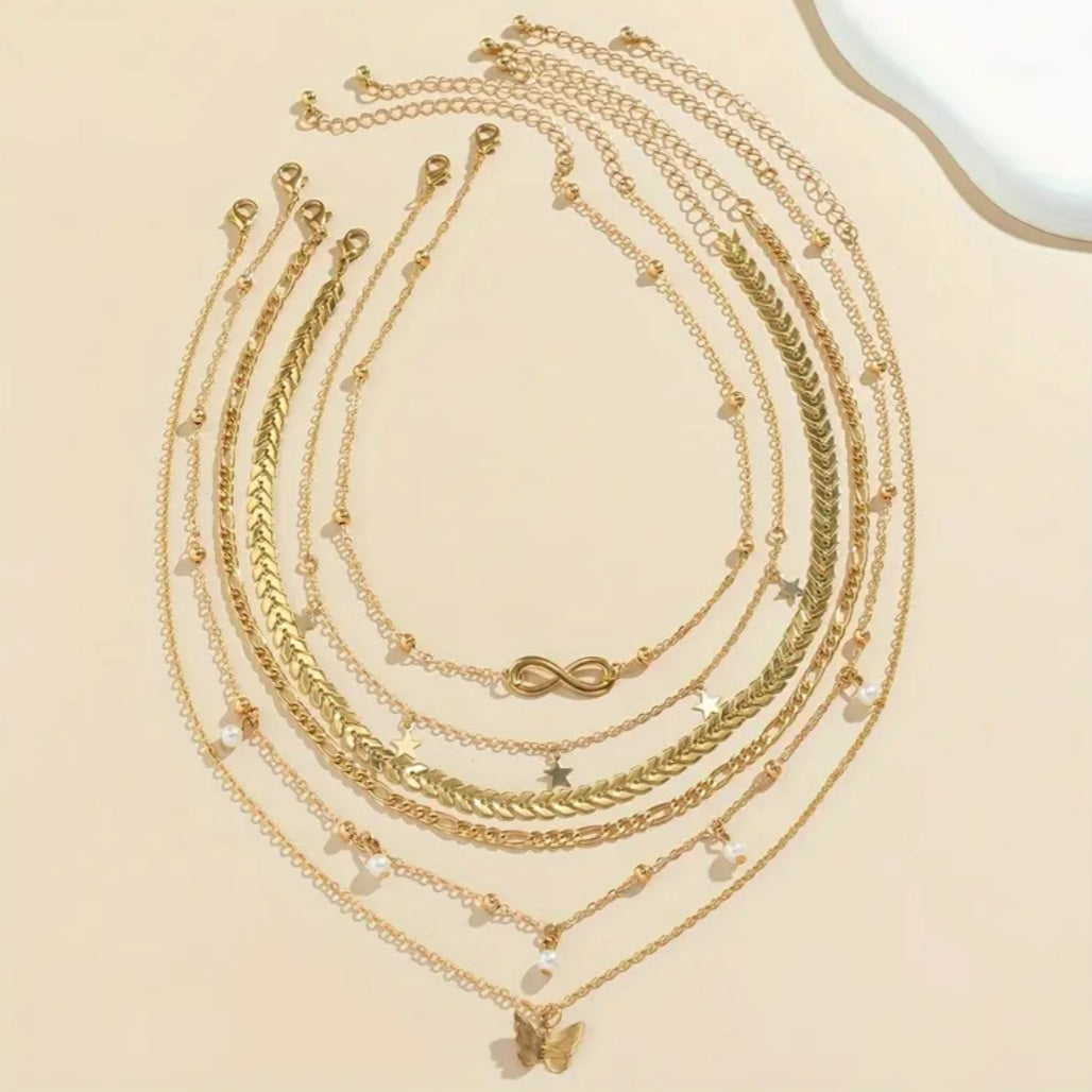 Ensemble Célia 6 colliers doré