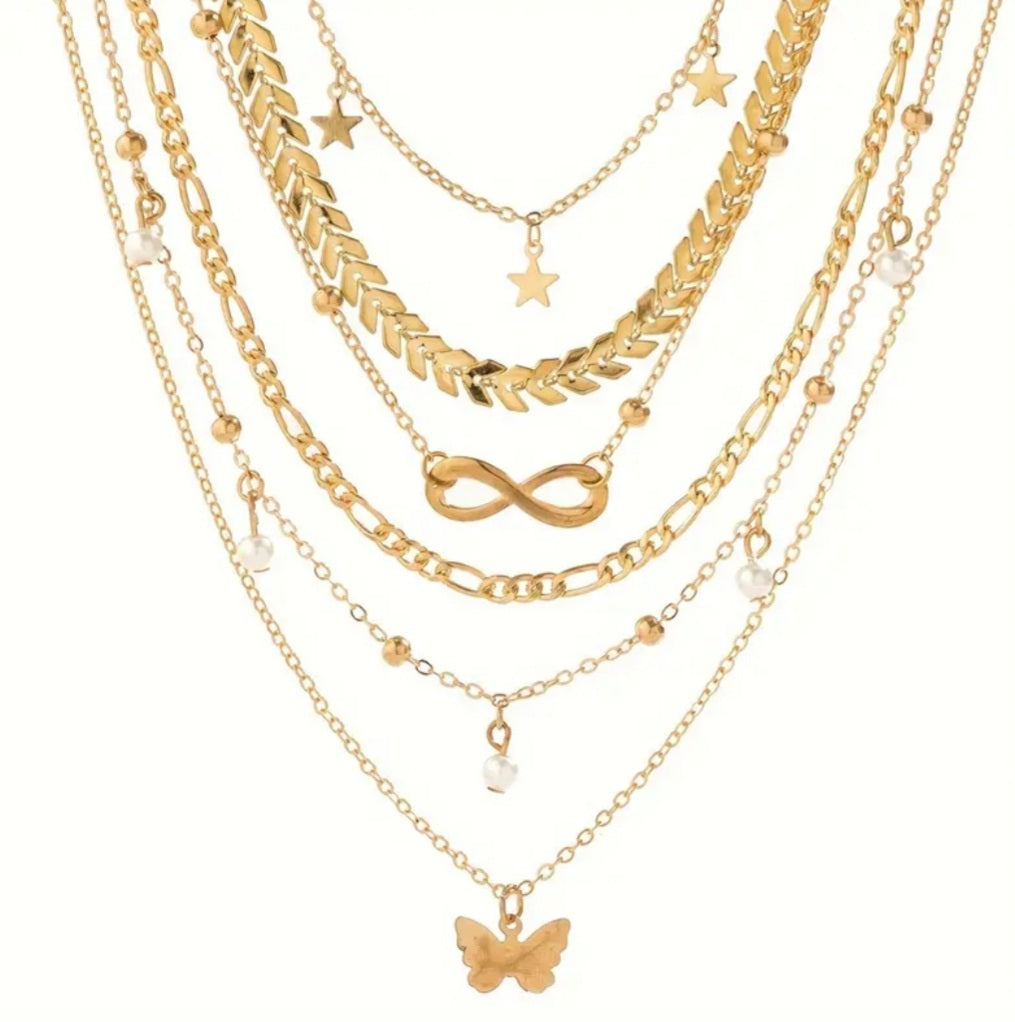 Ensemble Célia 6 colliers doré