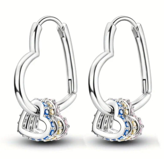 Boucles Ariane creole coeur en argent