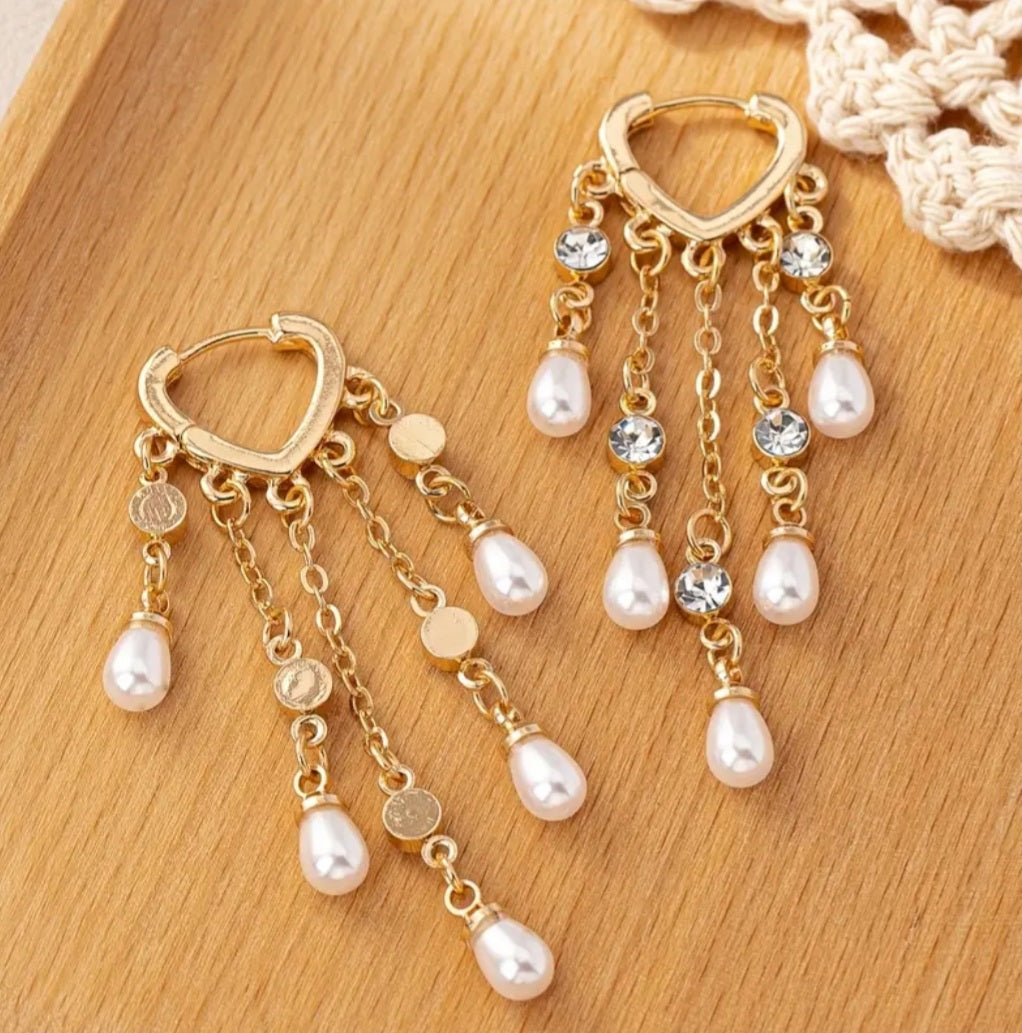 Boucles Louane coeur doré pendante