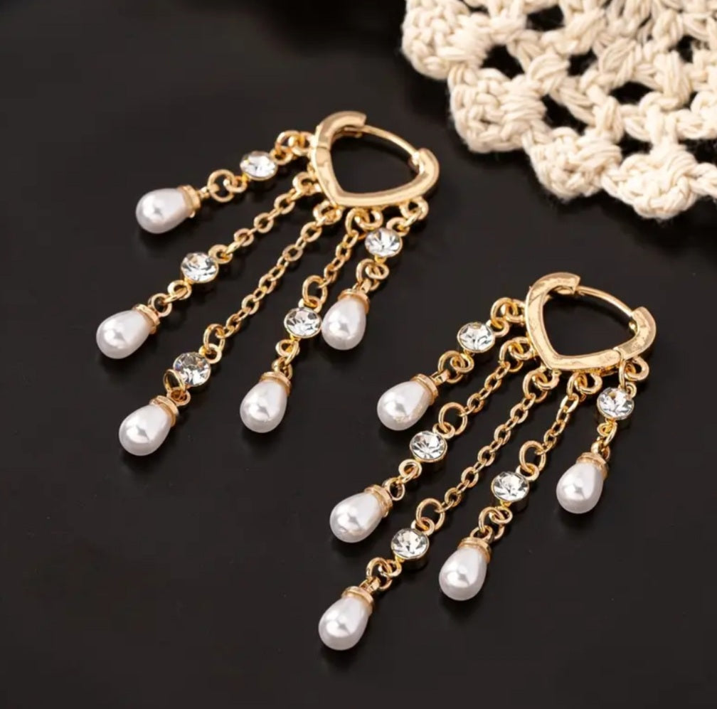 Boucles Louane coeur doré pendante