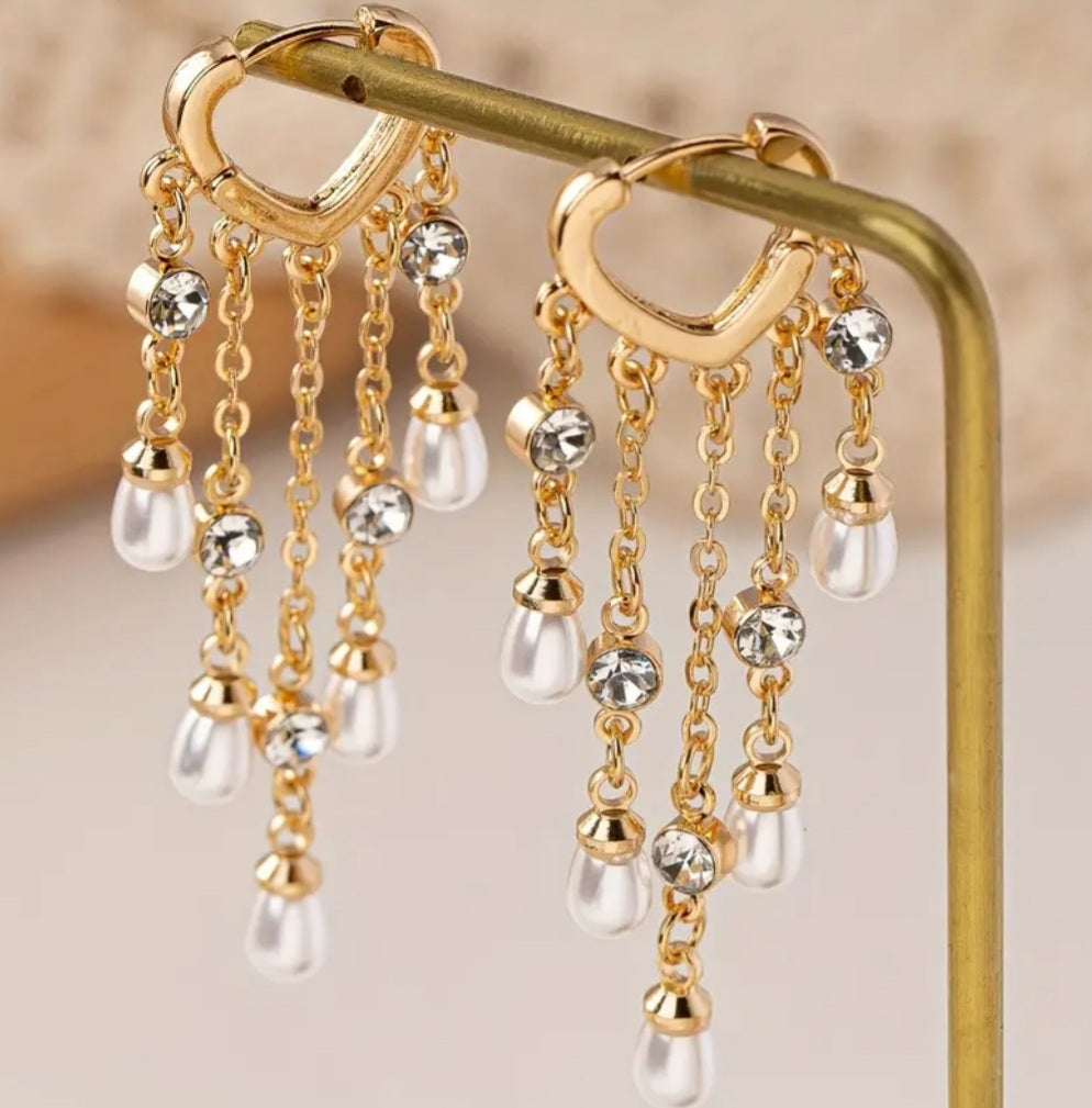 Boucles Louane coeur doré pendante