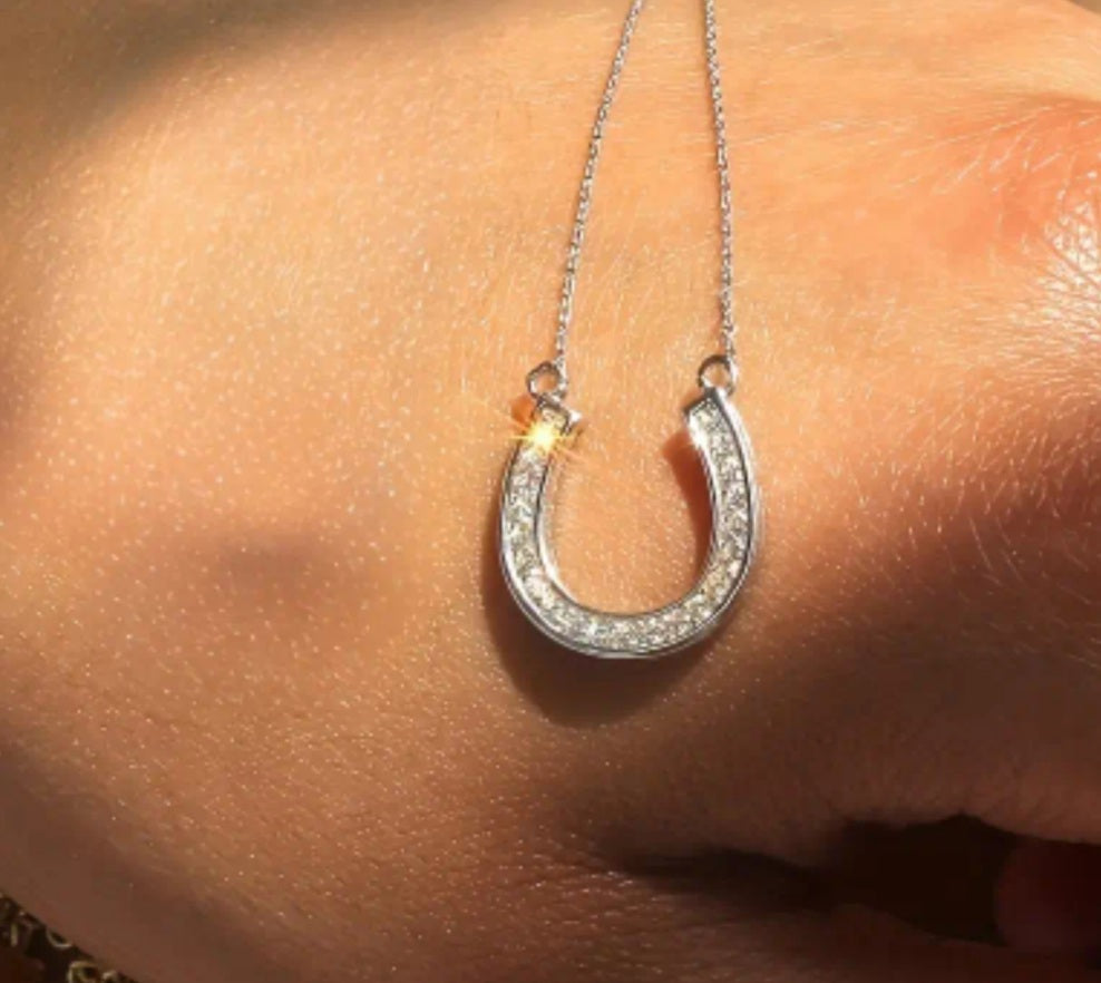 Collier fer à cheval strass argenté