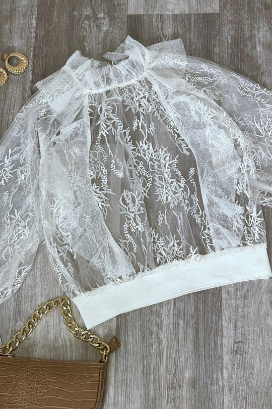 🌷Blouse blanche en tulle