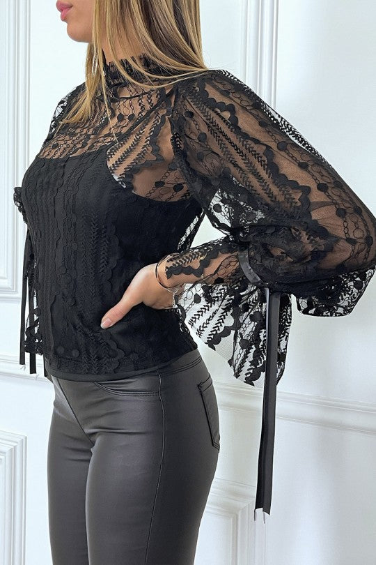 🌼Blouse noire en tulle