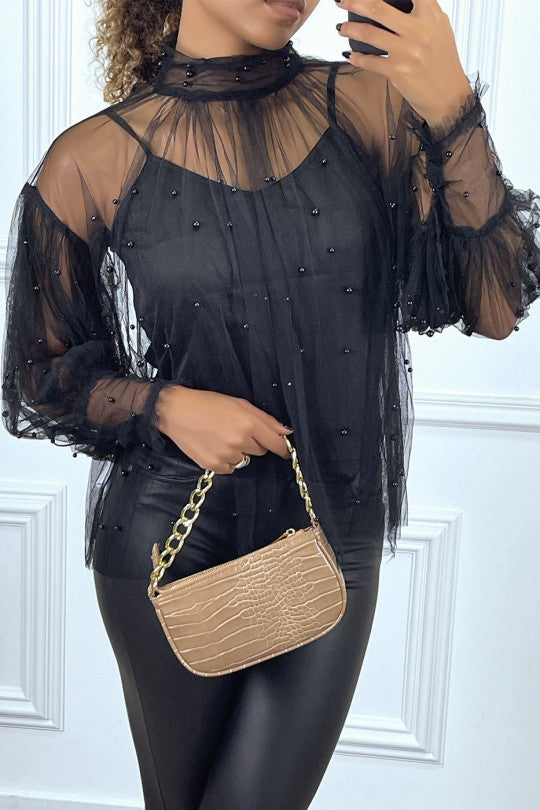 💮Blouse noire en tulle