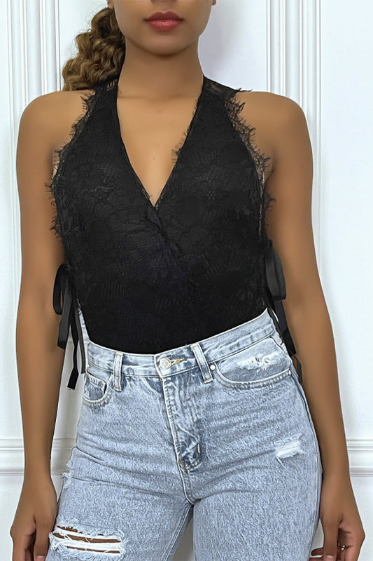 💮Body cache-coeur noir en dentelle