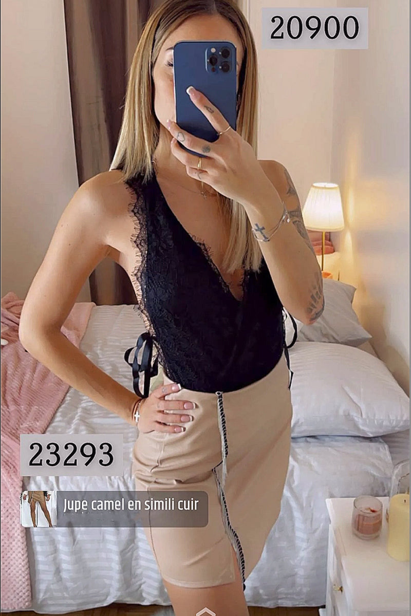 💮Body cache-coeur noir en dentelle