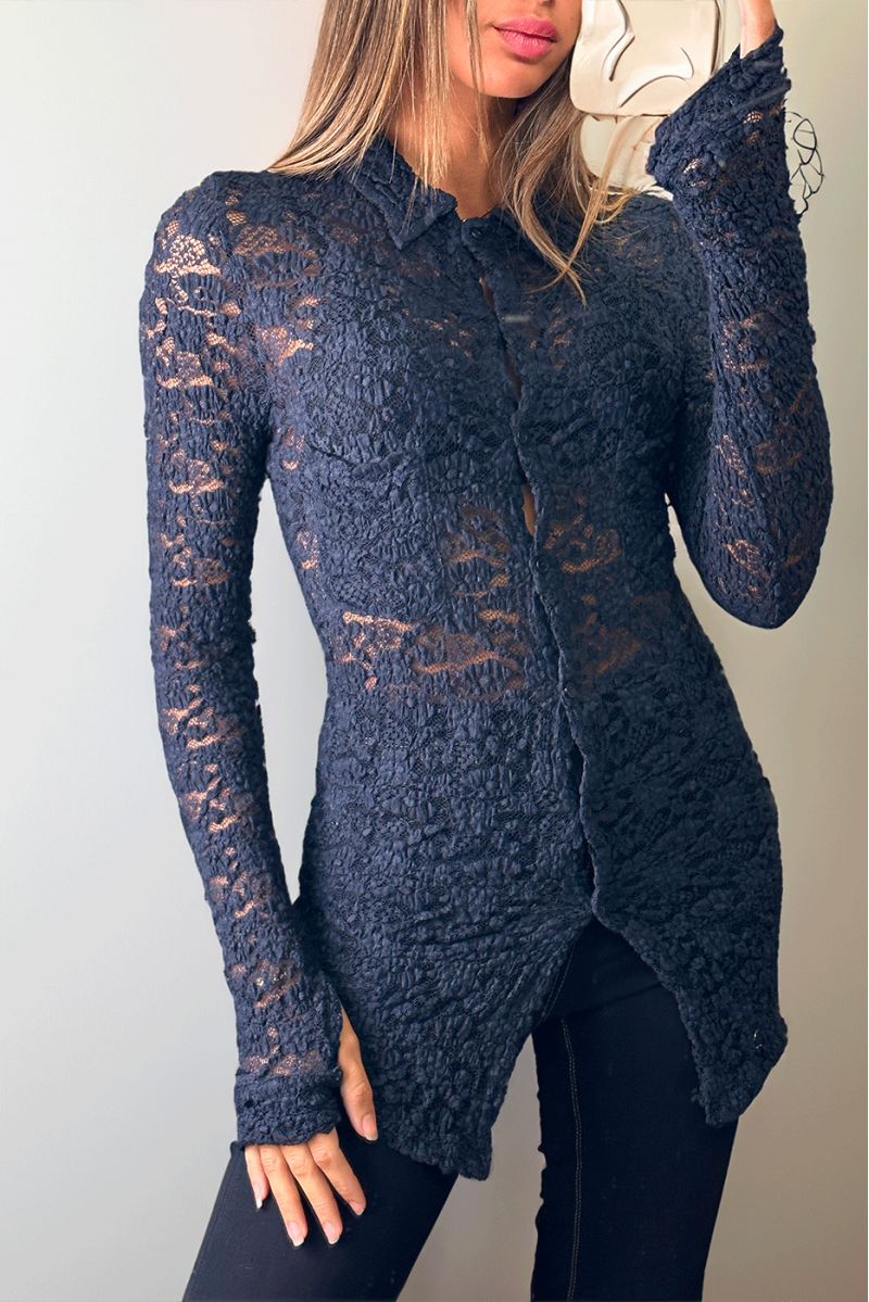 🏵Chemise en dentelle marine