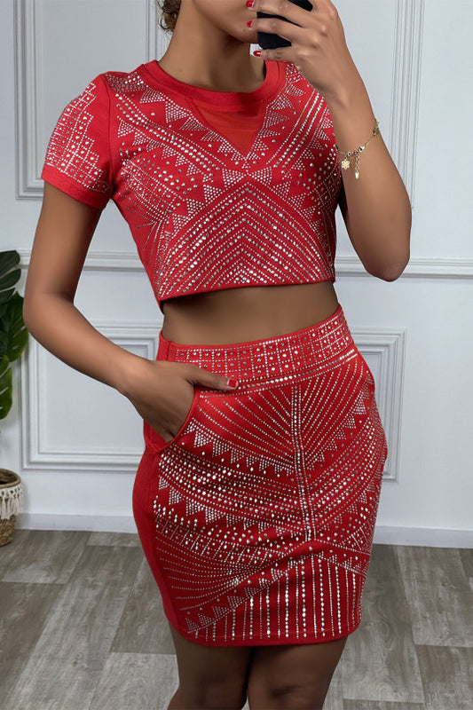 🌹Ensemble rouge crop top