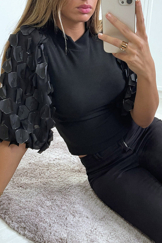 🌻Haut noir avec manches bouffante